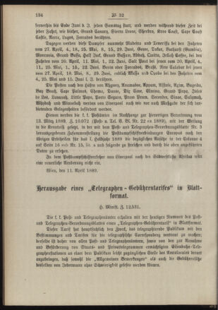 Post- und Telegraphen-Verordnungsblatt für das Verwaltungsgebiet des K.-K. Handelsministeriums 18890419 Seite: 2