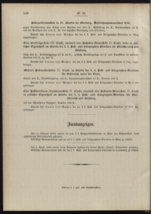 Post- und Telegraphen-Verordnungsblatt für das Verwaltungsgebiet des K.-K. Handelsministeriums 18890428 Seite: 4