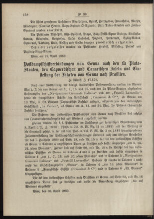 Post- und Telegraphen-Verordnungsblatt für das Verwaltungsgebiet des K.-K. Handelsministeriums 18890510 Seite: 2