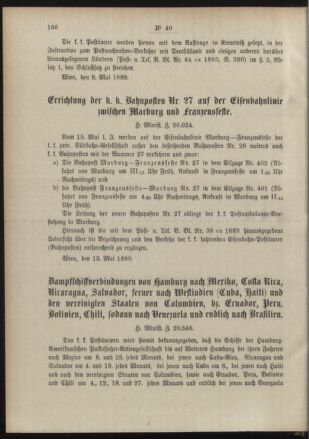 Post- und Telegraphen-Verordnungsblatt für das Verwaltungsgebiet des K.-K. Handelsministeriums 18890524 Seite: 2