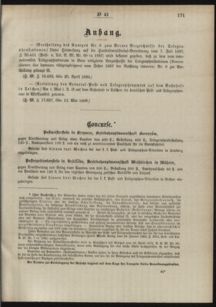 Post- und Telegraphen-Verordnungsblatt für das Verwaltungsgebiet des K.-K. Handelsministeriums 18890526 Seite: 3