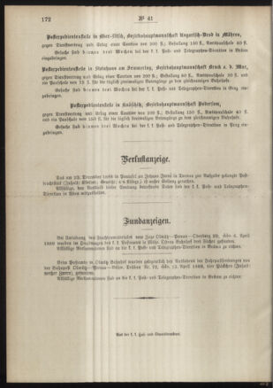 Post- und Telegraphen-Verordnungsblatt für das Verwaltungsgebiet des K.-K. Handelsministeriums 18890526 Seite: 4