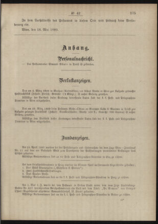 Post- und Telegraphen-Verordnungsblatt für das Verwaltungsgebiet des K.-K. Handelsministeriums 18890528 Seite: 3