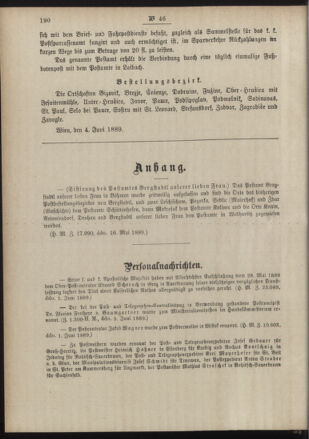 Post- und Telegraphen-Verordnungsblatt für das Verwaltungsgebiet des K.-K. Handelsministeriums 18890615 Seite: 2