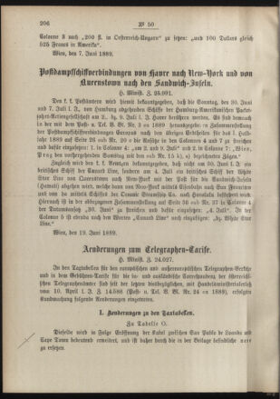 Post- und Telegraphen-Verordnungsblatt für das Verwaltungsgebiet des K.-K. Handelsministeriums 18890630 Seite: 2