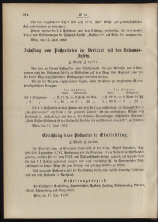 Post- und Telegraphen-Verordnungsblatt für das Verwaltungsgebiet des K.-K. Handelsministeriums 18890702 Seite: 2