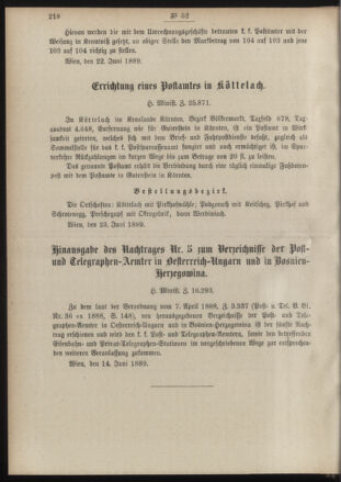 Post- und Telegraphen-Verordnungsblatt für das Verwaltungsgebiet des K.-K. Handelsministeriums 18890706 Seite: 2