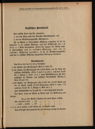 Post- und Telegraphen-Verordnungsblatt für das Verwaltungsgebiet des K.-K. Handelsministeriums 18890719 Seite: 13