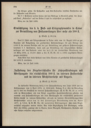 Post- und Telegraphen-Verordnungsblatt für das Verwaltungsgebiet des K.-K. Handelsministeriums 18890809 Seite: 2