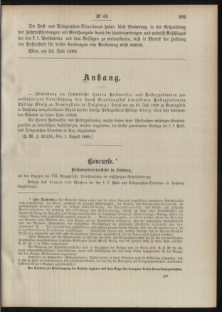 Post- und Telegraphen-Verordnungsblatt für das Verwaltungsgebiet des K.-K. Handelsministeriums 18890809 Seite: 3