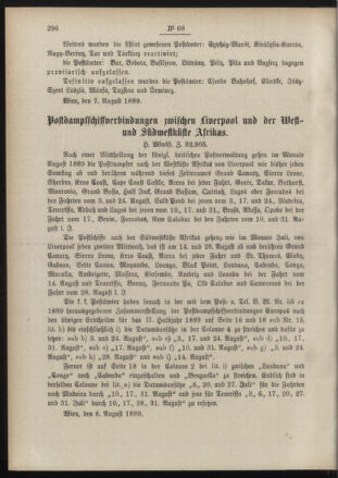 Post- und Telegraphen-Verordnungsblatt für das Verwaltungsgebiet des K.-K. Handelsministeriums 18890817 Seite: 2