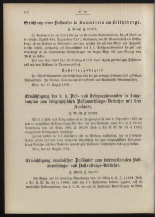 Post- und Telegraphen-Verordnungsblatt für das Verwaltungsgebiet des K.-K. Handelsministeriums 18890827 Seite: 2