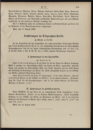 Post- und Telegraphen-Verordnungsblatt für das Verwaltungsgebiet des K.-K. Handelsministeriums 18890827 Seite: 3