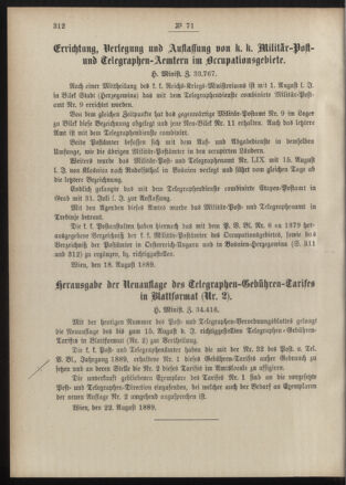 Post- und Telegraphen-Verordnungsblatt für das Verwaltungsgebiet des K.-K. Handelsministeriums 18890830 Seite: 2