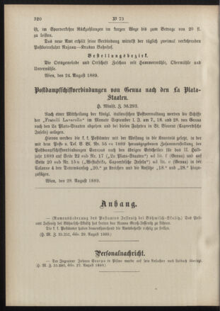 Post- und Telegraphen-Verordnungsblatt für das Verwaltungsgebiet des K.-K. Handelsministeriums 18890905 Seite: 2