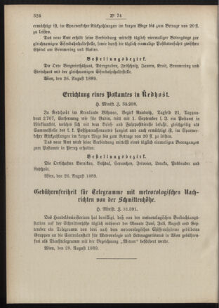 Post- und Telegraphen-Verordnungsblatt für das Verwaltungsgebiet des K.-K. Handelsministeriums 18890909 Seite: 2