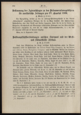 Post- und Telegraphen-Verordnungsblatt für das Verwaltungsgebiet des K.-K. Handelsministeriums 18890914 Seite: 2