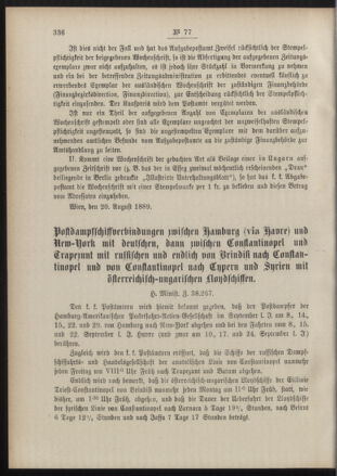 Post- und Telegraphen-Verordnungsblatt für das Verwaltungsgebiet des K.-K. Handelsministeriums 18890920 Seite: 2