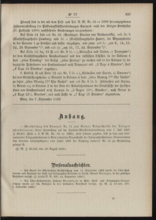 Post- und Telegraphen-Verordnungsblatt für das Verwaltungsgebiet des K.-K. Handelsministeriums 18890920 Seite: 3