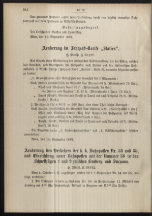 Post- und Telegraphen-Verordnungsblatt für das Verwaltungsgebiet des K.-K. Handelsministeriums 18890926 Seite: 2