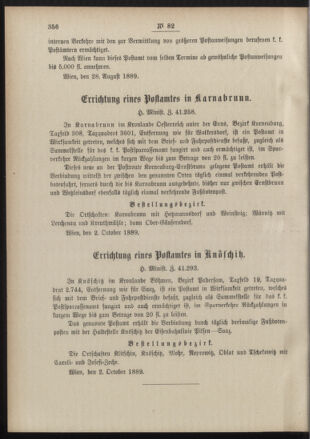 Post- und Telegraphen-Verordnungsblatt für das Verwaltungsgebiet des K.-K. Handelsministeriums 18891005 Seite: 2