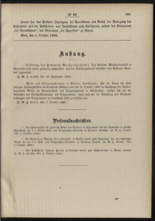 Post- und Telegraphen-Verordnungsblatt für das Verwaltungsgebiet des K.-K. Handelsministeriums 18891012 Seite: 3