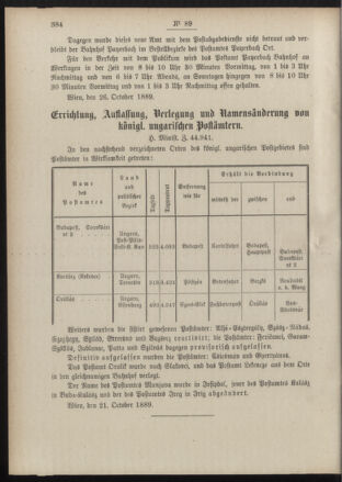 Post- und Telegraphen-Verordnungsblatt für das Verwaltungsgebiet des K.-K. Handelsministeriums 18891104 Seite: 2