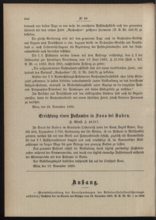 Post- und Telegraphen-Verordnungsblatt für das Verwaltungsgebiet des K.-K. Handelsministeriums 18891130 Seite: 2