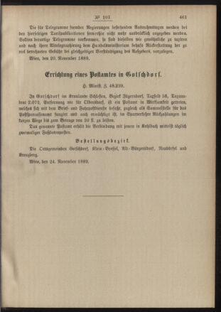 Post- und Telegraphen-Verordnungsblatt für das Verwaltungsgebiet des K.-K. Handelsministeriums 18891210 Seite: 7