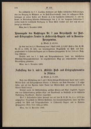 Post- und Telegraphen-Verordnungsblatt für das Verwaltungsgebiet des K.-K. Handelsministeriums 18891227 Seite: 2