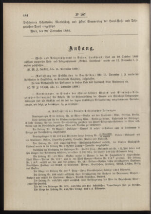 Post- und Telegraphen-Verordnungsblatt für das Verwaltungsgebiet des K.-K. Handelsministeriums 18891231 Seite: 2