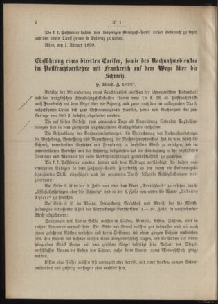 Post- und Telegraphen-Verordnungsblatt für das Verwaltungsgebiet des K.-K. Handelsministeriums 18900109 Seite: 2