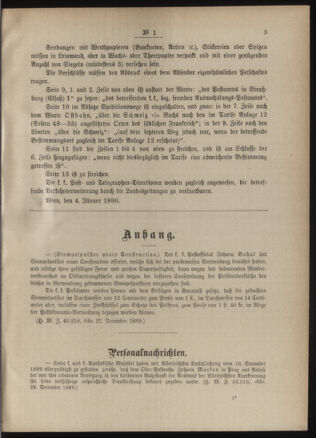 Post- und Telegraphen-Verordnungsblatt für das Verwaltungsgebiet des K.-K. Handelsministeriums 18900109 Seite: 3