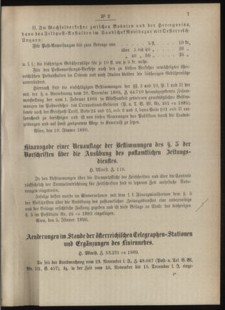 Post- und Telegraphen-Verordnungsblatt für das Verwaltungsgebiet des K.-K. Handelsministeriums 18900115 Seite: 3