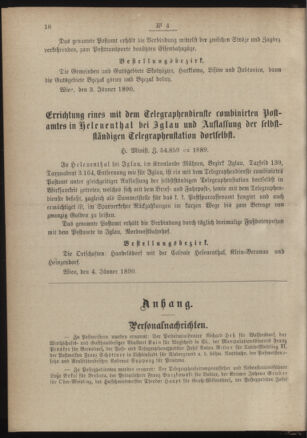 Post- und Telegraphen-Verordnungsblatt für das Verwaltungsgebiet des K.-K. Handelsministeriums 18900121 Seite: 2