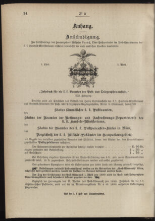 Post- und Telegraphen-Verordnungsblatt für das Verwaltungsgebiet des K.-K. Handelsministeriums 18900124 Seite: 4