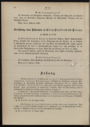 Post- und Telegraphen-Verordnungsblatt für das Verwaltungsgebiet des K.-K. Handelsministeriums 18900212 Seite: 2