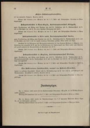 Post- und Telegraphen-Verordnungsblatt für das Verwaltungsgebiet des K.-K. Handelsministeriums 18900212 Seite: 4