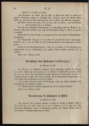 Post- und Telegraphen-Verordnungsblatt für das Verwaltungsgebiet des K.-K. Handelsministeriums 18900213 Seite: 2