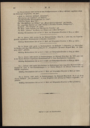 Post- und Telegraphen-Verordnungsblatt für das Verwaltungsgebiet des K.-K. Handelsministeriums 18900220 Seite: 4