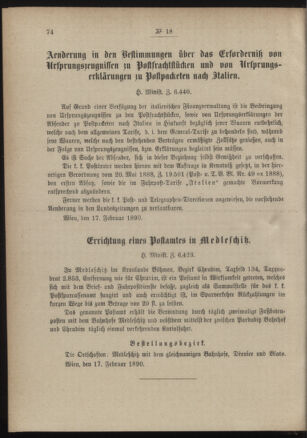 Post- und Telegraphen-Verordnungsblatt für das Verwaltungsgebiet des K.-K. Handelsministeriums 18900226 Seite: 2