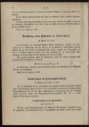 Post- und Telegraphen-Verordnungsblatt für das Verwaltungsgebiet des K.-K. Handelsministeriums 18900303 Seite: 2