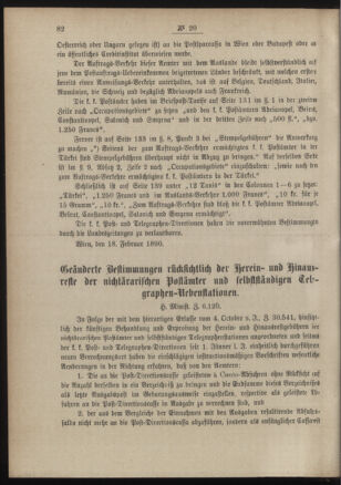 Post- und Telegraphen-Verordnungsblatt für das Verwaltungsgebiet des K.-K. Handelsministeriums 18900306 Seite: 2