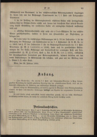 Post- und Telegraphen-Verordnungsblatt für das Verwaltungsgebiet des K.-K. Handelsministeriums 18900306 Seite: 3