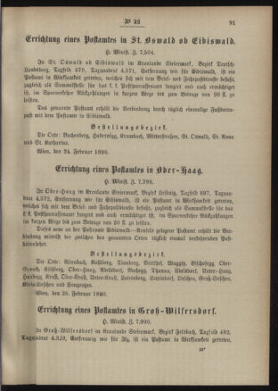 Post- und Telegraphen-Verordnungsblatt für das Verwaltungsgebiet des K.-K. Handelsministeriums 18900309 Seite: 3