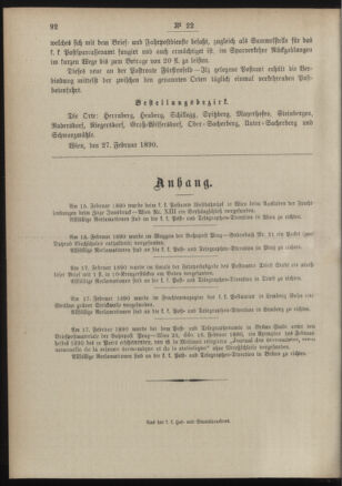 Post- und Telegraphen-Verordnungsblatt für das Verwaltungsgebiet des K.-K. Handelsministeriums 18900309 Seite: 4