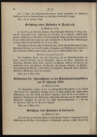 Post- und Telegraphen-Verordnungsblatt für das Verwaltungsgebiet des K.-K. Handelsministeriums 18900313 Seite: 2