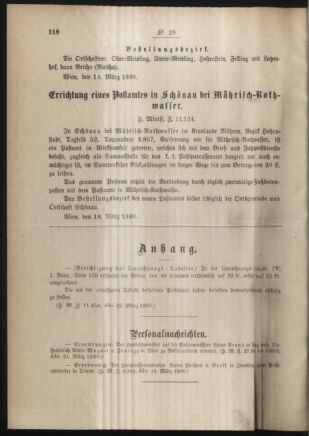 Post- und Telegraphen-Verordnungsblatt für das Verwaltungsgebiet des K.-K. Handelsministeriums 18900329 Seite: 2