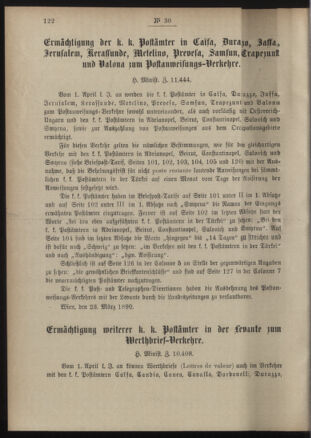 Post- und Telegraphen-Verordnungsblatt für das Verwaltungsgebiet des K.-K. Handelsministeriums 18900330 Seite: 2