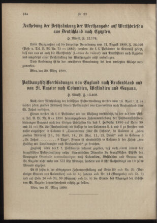 Post- und Telegraphen-Verordnungsblatt für das Verwaltungsgebiet des K.-K. Handelsministeriums 18900408 Seite: 2